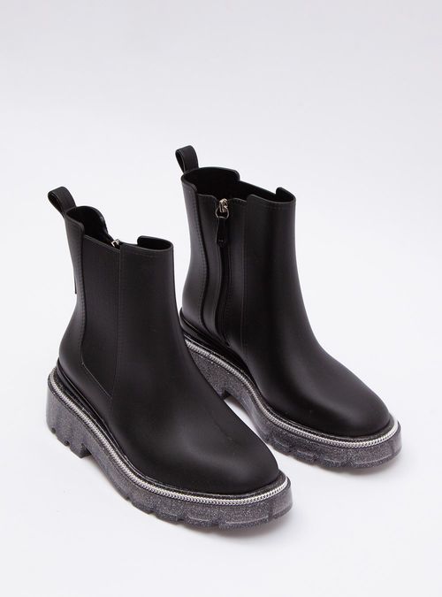 Bota Petite Jolie Chicago Preto/Glitter Prata PJ7177