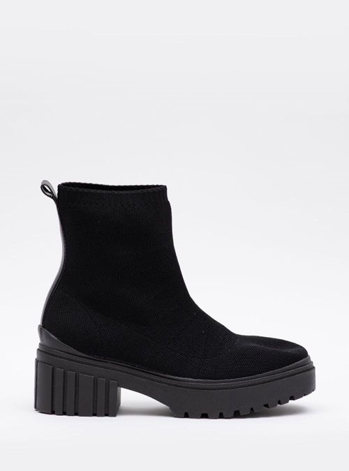 Bota Petite Jolie Knit Boot Preto PJ6191