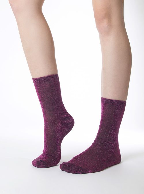 Meia Petite Jolie Casual Lurex Rosa PJ20185