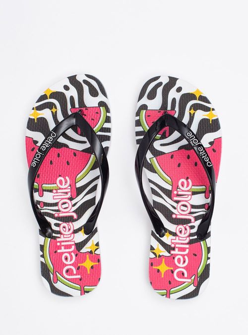 Chinelo Petite Jolie Fresh Preto/Watermelon PJ6969