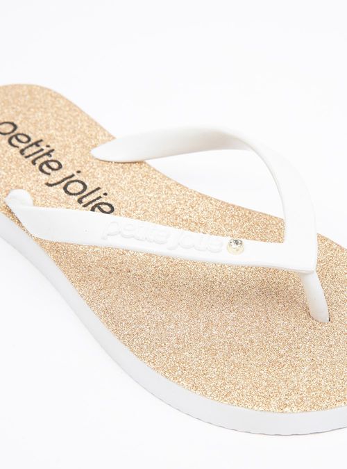 Chinelo Petite Jolie Fresh Branco/Ouro PJ7228
