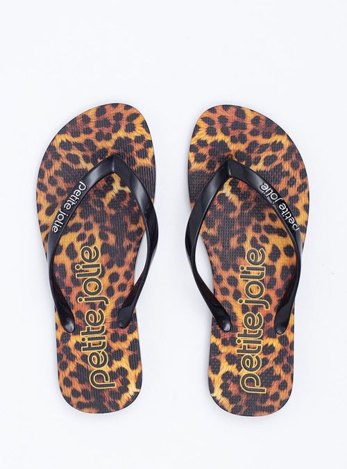 Chinelo Petite Jolie Fresh Preto/Animal Print PJ6969