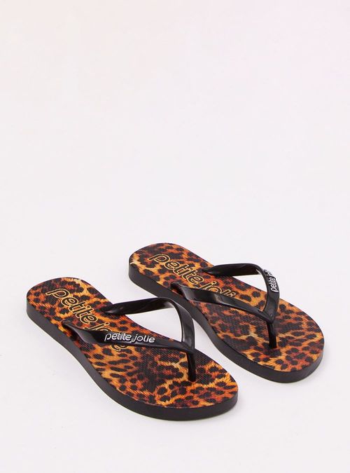 Chinelo Petite Jolie Fresh Preto/Animal Print PJ6969