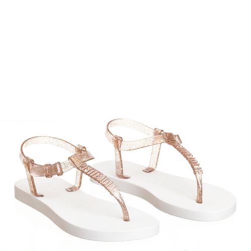 Sandália Petite Jolie Fresh Glitter Ouro/Branco PJ6919