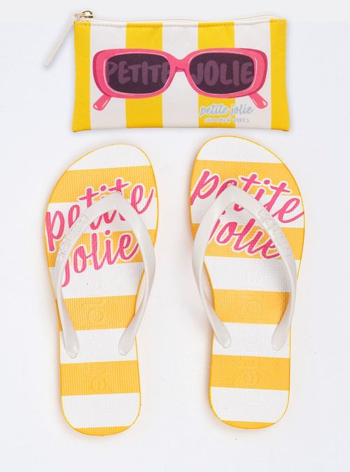 Chinelo Petite Jolie Fresh White/Listra Amarela PJ7426