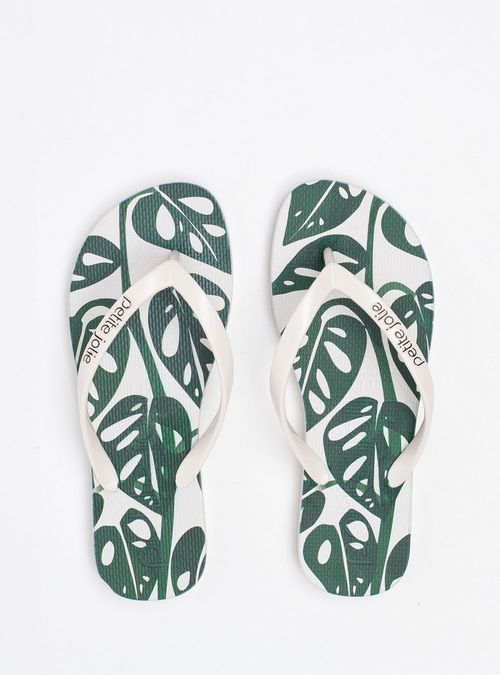 Chinelo Petite Jolie Fresh White/White/Folhagem 1 PJ6969