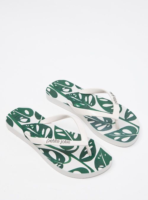 Chinelo Petite Jolie Fresh White/White/Folhagem 1 PJ6969