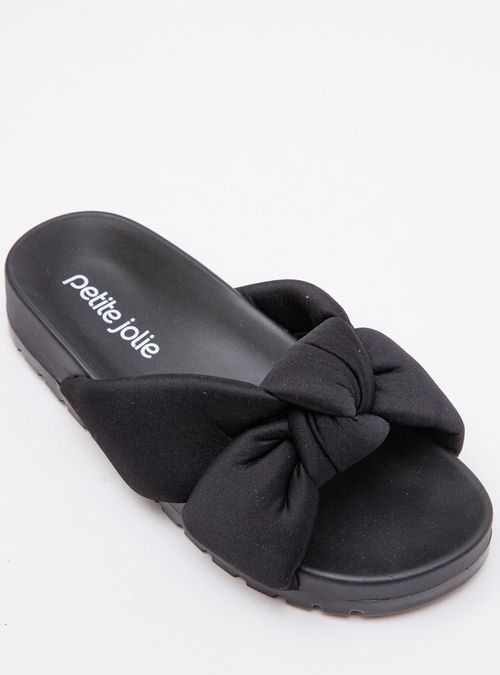 Chinelo Petite Jolie Tie Flat Preto PJ7486