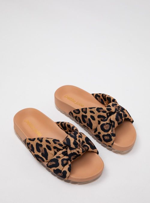 Chinelo Petite Jolie Tie Flat Onça/Avela PJ7486