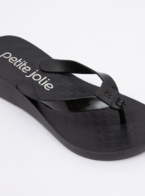 Chinelo Petite Jolie Wedge Preto/Branco PJ5475II