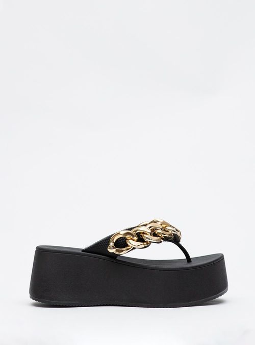 Chinelo Petite Jolie Plus Preto/Ouro PJ7350