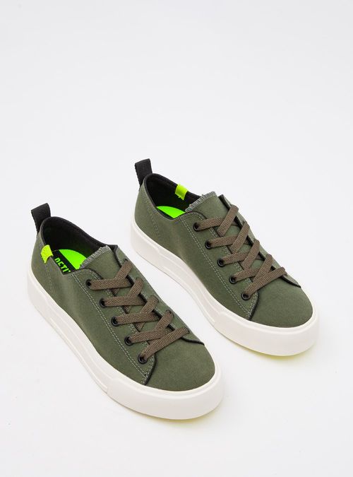 Tênis Petite Jolie Pump Olive Green/Amarelo Neon PJ7564