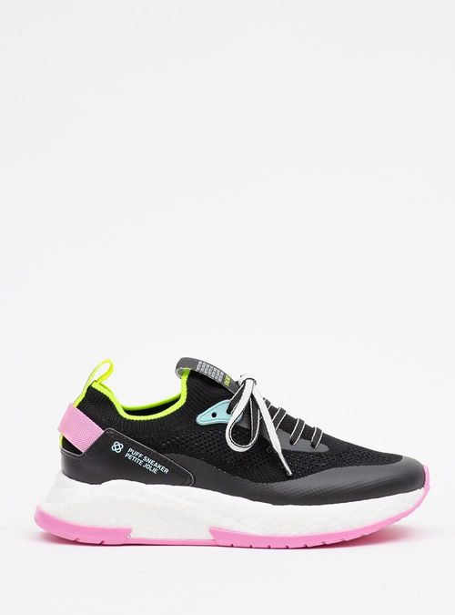 Tênis Petite Jolie Puff Sneaker Preto/Branco/Pink PJ7130II