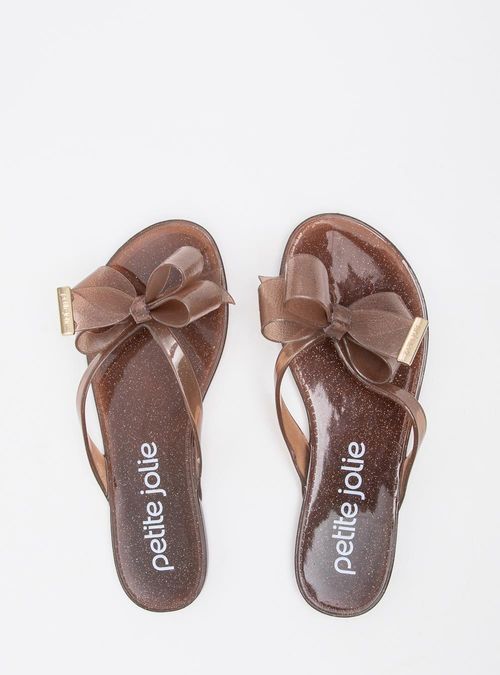 Chinelo Petite Jolie Lucky Glitter Brown PJ4533