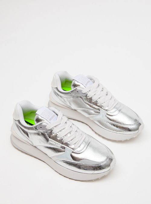 Tênis Petite Jolie Retro Running Prata/Translúcida PJ7541