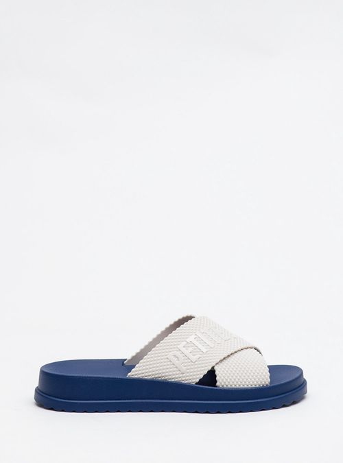 Chinelo Petite Jolie Smash White/Dark Blue PJ6812II