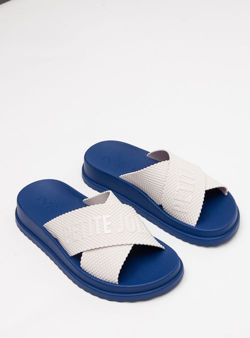 Chinelo Petite Jolie Smash White/Dark Blue PJ6812II