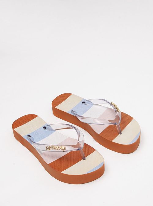 Chinelo Petite Jolie Fresh Up Translúcido/Listras 4 PJ7354