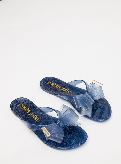 Chinelo Petite Jolie Lucky Glitter Dark Blue PJ4533