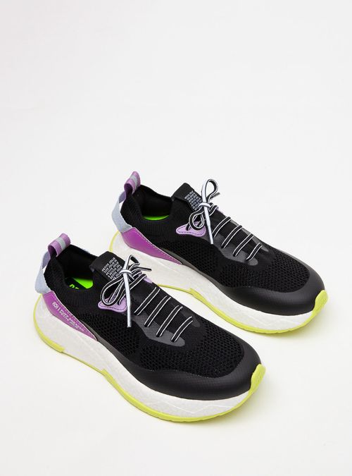 Tênis Petite Jolie Puff Sneaker Preto/Branco/Limão PJ7130II