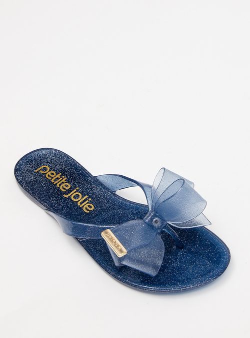 Chinelo Petite Jolie Lucky Glitter Dark Blue PJ4533