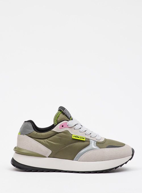Tênis Petite Jolie Retro Running Olive Green/White PJ7541