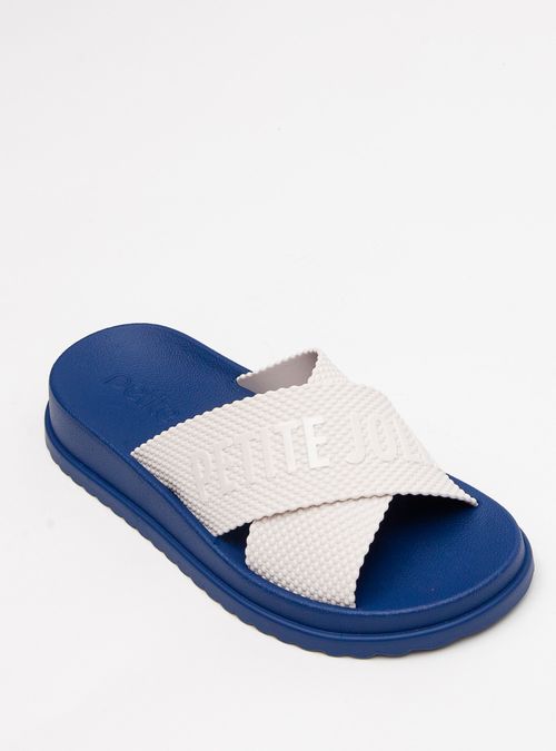 Chinelo Petite Jolie Smash White/Dark Blue PJ6812II