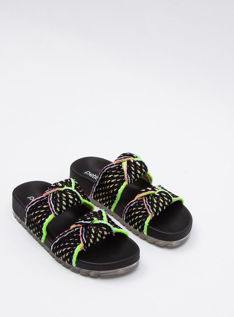 Chinelo Petite Jolie Knit Flat Hit Preto PJ7315