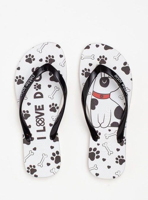 Chinelo Petite Jolie Fresh Preto/White/Dog 7 PJ6969
