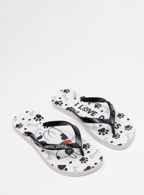 Chinelo Petite Jolie Fresh Preto/White/Dog 7 PJ6969