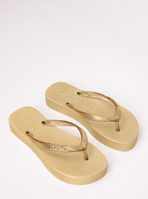 Chinelo Petite Jolie Fresh Up Glitter Ouro Light PJ7705