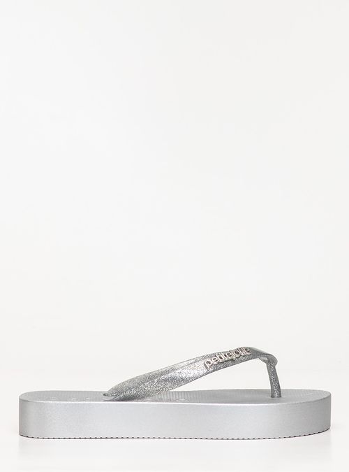 Chinelo Petite Jolie Fresh Up Full Glitter Prata PJ7705