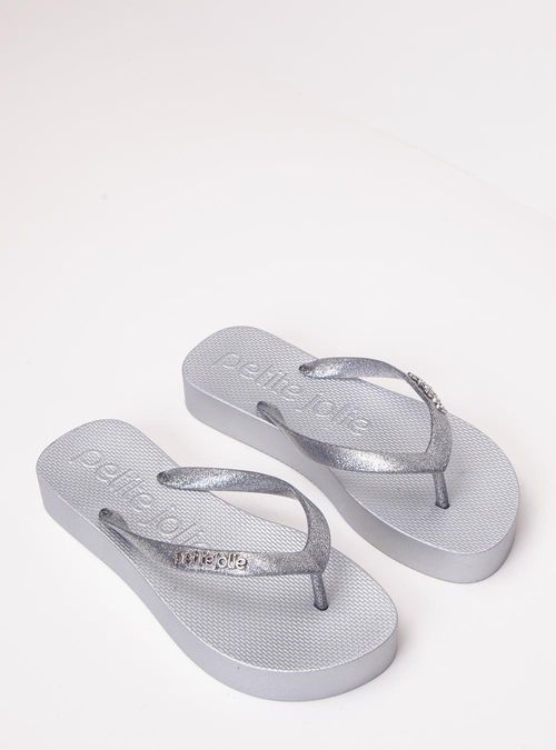 Chinelo Petite Jolie Fresh Up Full Glitter Prata PJ7705