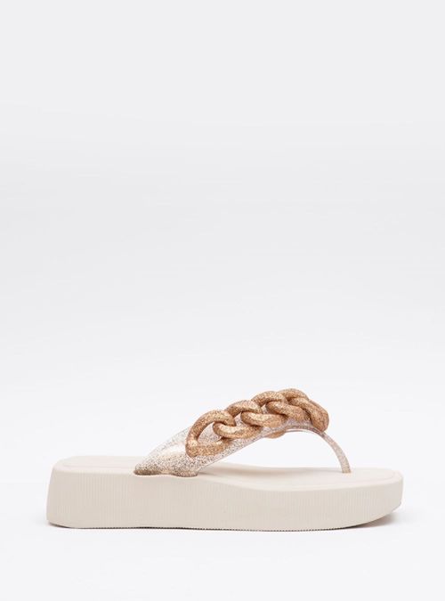 Chinelo Petite Jolie Hit Glitter Ouro/Marfim PJ6515