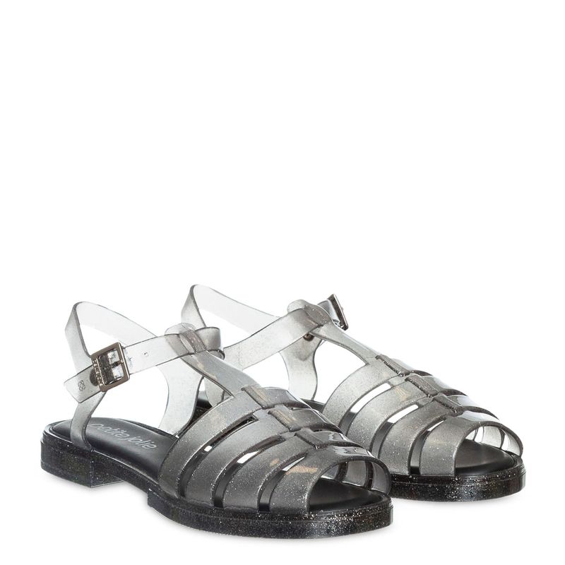 Sandália Petite Jolie Olly Preto Glitter PJ5397