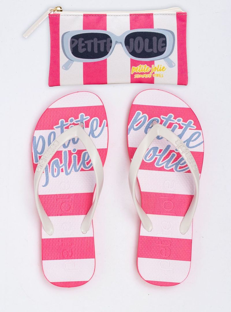 Chinelo Petite Jolie Fresh White/Listra Hit Pink PJ7426
