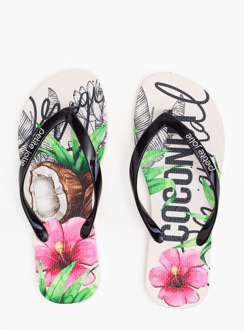 Chinelo Petite Jolie Fresh Preto/White/Frutas 3 PJ6969
