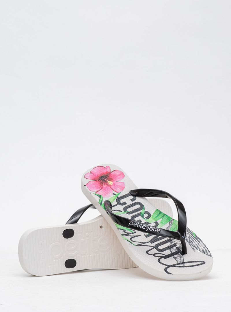 Chinelo Petite Jolie Fresh Preto/White/Frutas 3 PJ6969