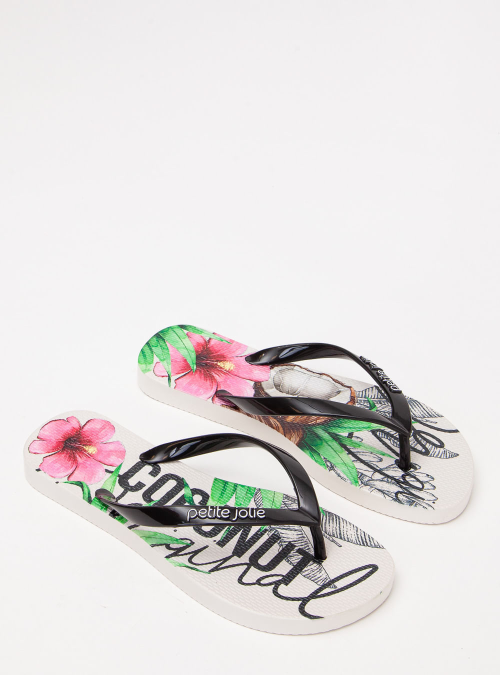 Chinelo Petite Jolie Fresh Preto/White/Frutas 3 PJ6969