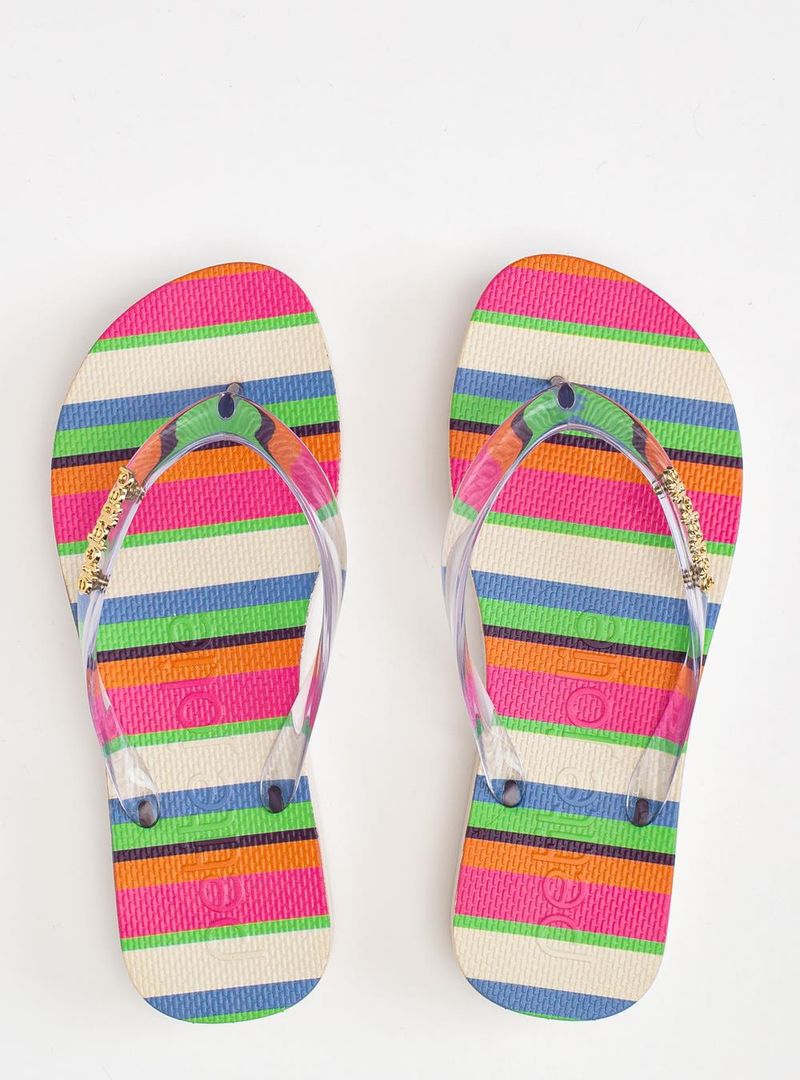 Chinelo Petite Jolie Fresh Up Translúcido/Listras 7 PJ7354