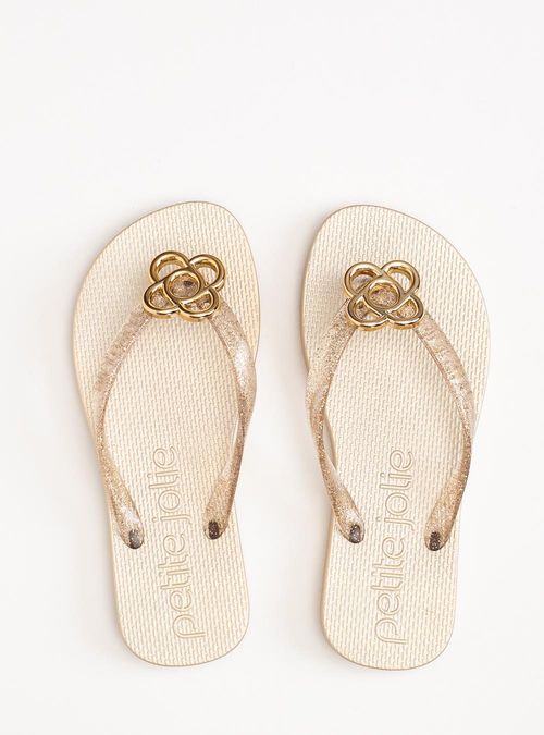 Chinelo Petite Jolie Fresh IN Glitter Ouro Light PJ7704IN
