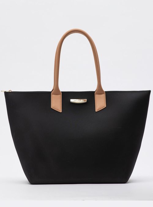 Bolsa Petite Jolie Big Shopping Preto/Doce De Leite PJ11275