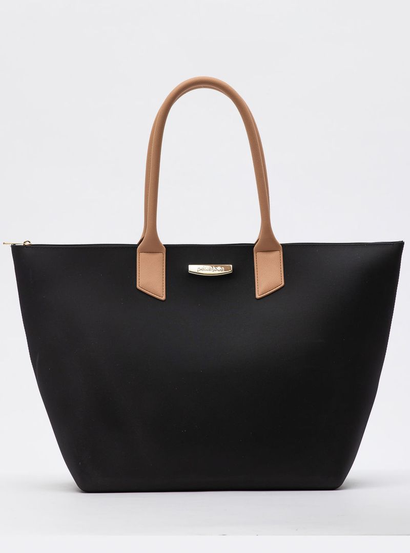 Bolsa Petite Jolie Big Shopping Preto/Doce De Leite PJ11275