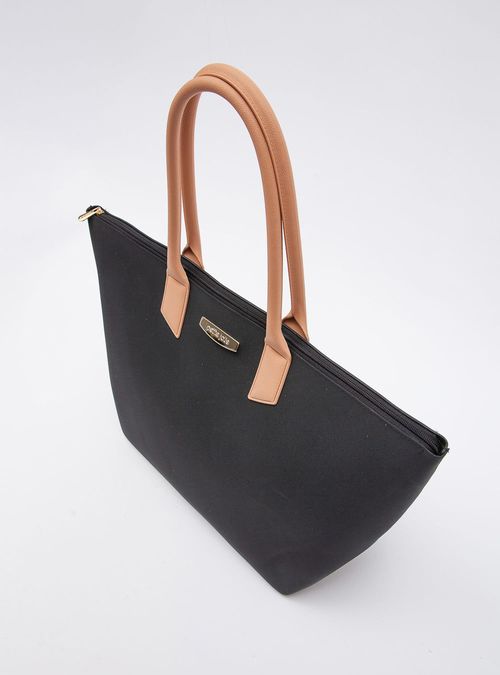 Bolsa Petite Jolie Big Shopping Preto/Doce De Leite PJ11275