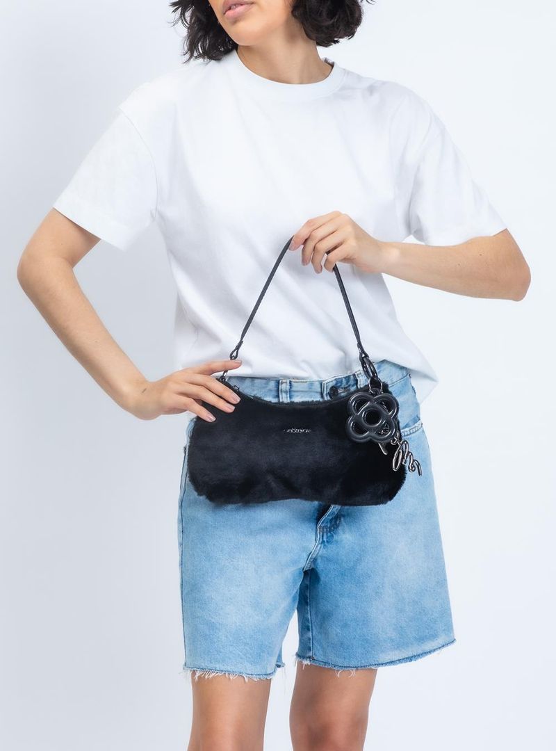 Bolsa Petite Jolie Icon Fur Bag Preto PJ11369