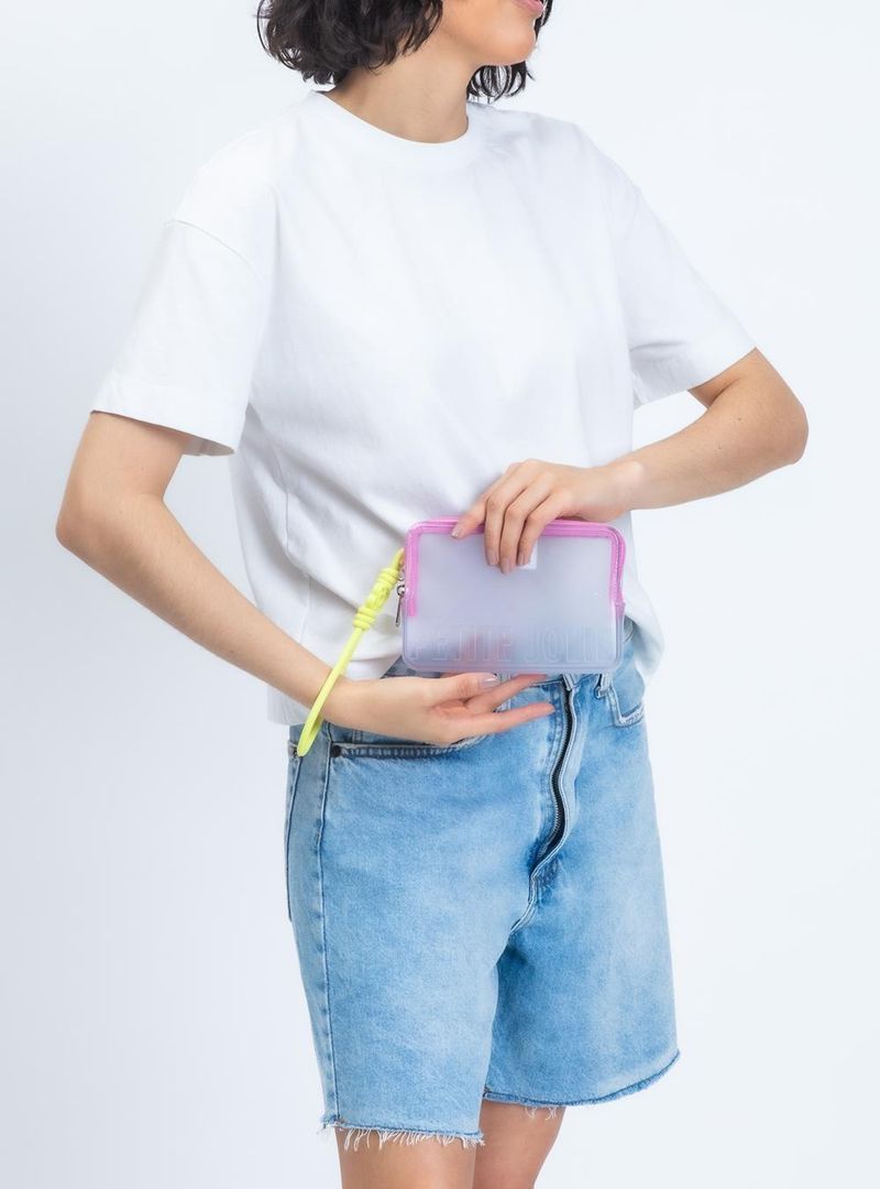 Carteira Petite Jolie Push Translúcido/Chiclete PJ20167