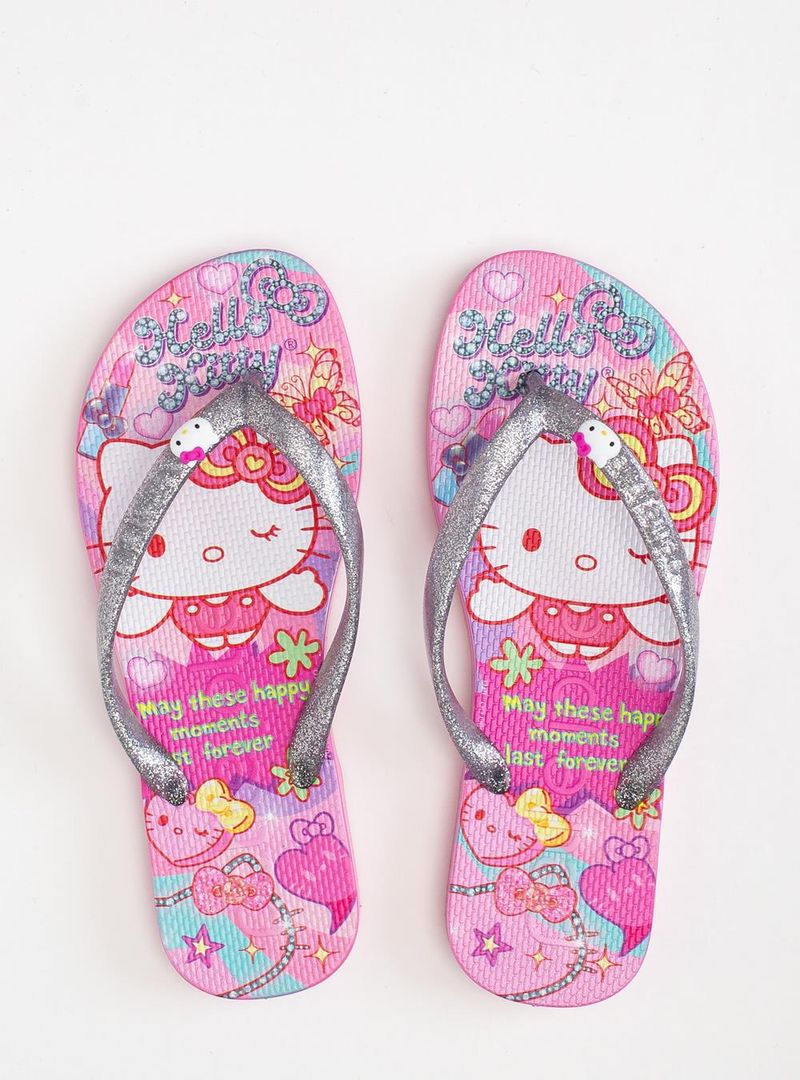 Chinelo Hello Kitty Glitter Prata/Hello Kitty 17 PJ7206HK