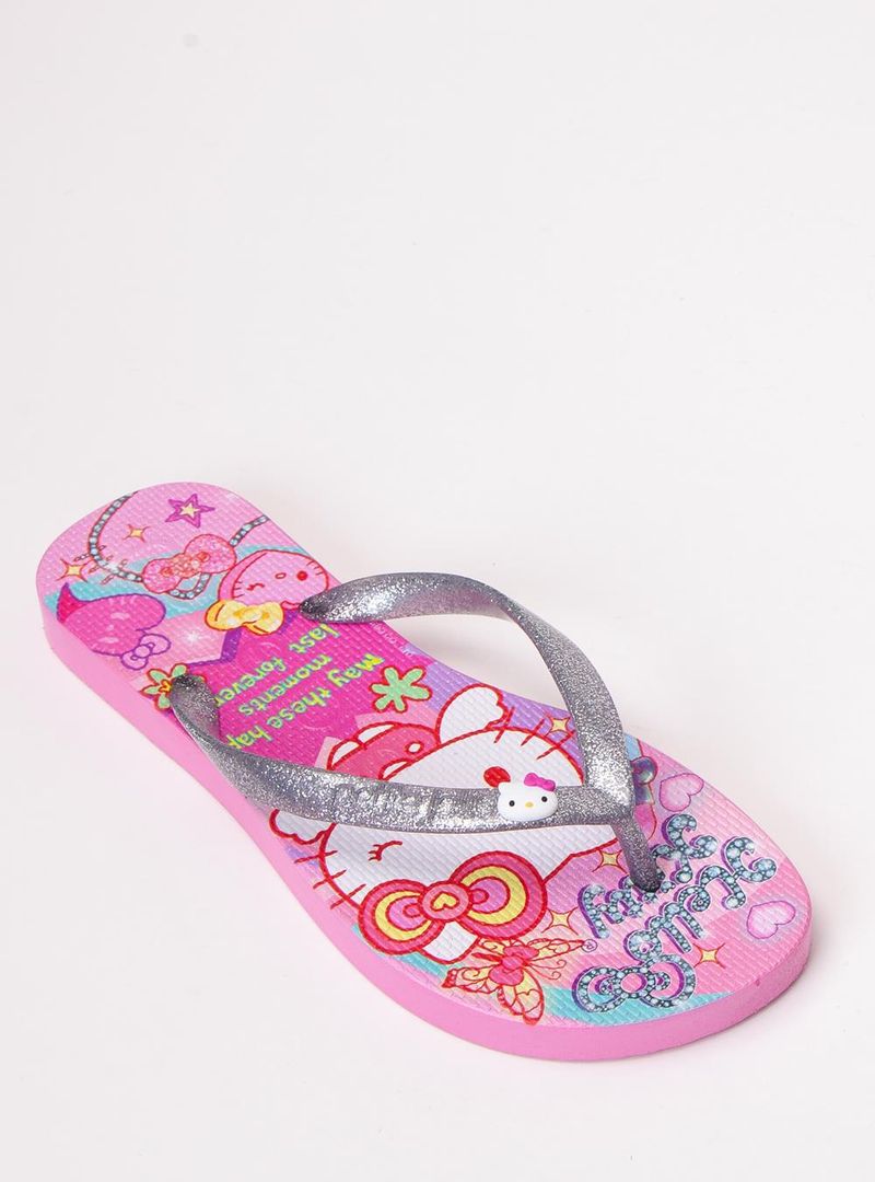 Chinelo Hello Kitty Glitter Prata/Hello Kitty 17 PJ7206HK