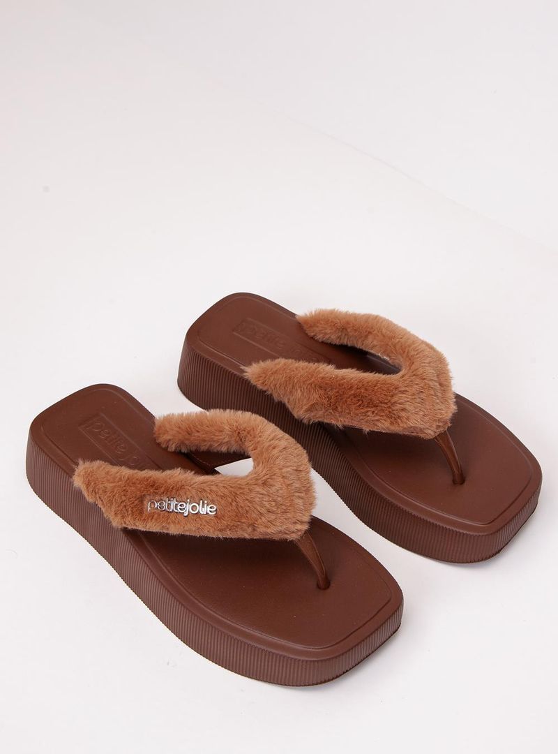 Chinelo Petite Jolie Hit Fur Chocolate PJ7708