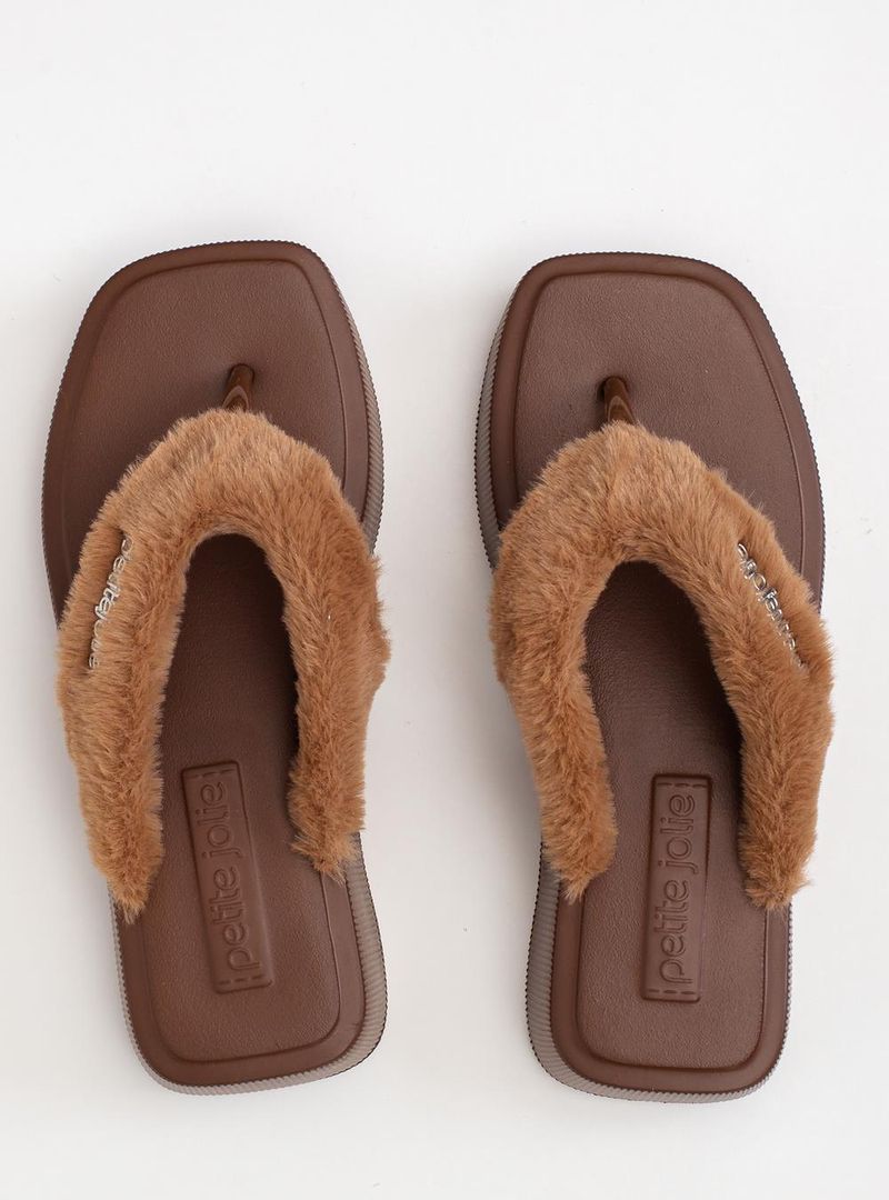 Chinelo Petite Jolie Hit Fur Chocolate PJ7708